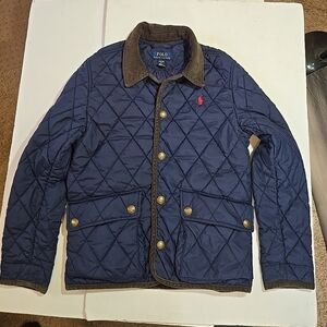 Polo Ralph Lauren Boys Diamond Quilted Corduroy Collar Snap Button Sz L (14-16)